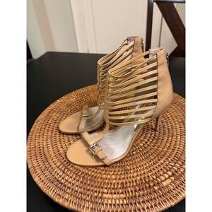 Michael Kors Nude Patent Leather Cage Gladiator Stiletto Sandals Heels Size 9